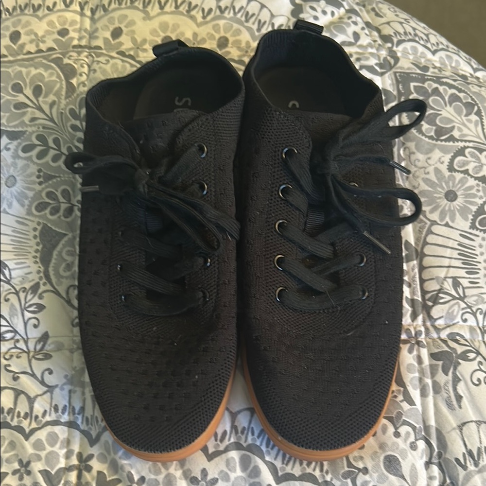 Suavs Black Sneakers Knitted Low-Top